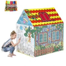 Детская игровая палатка с граффити детский бассейн с шариками домашнее внутреннее наружное садовое игрушечное тент рециркуляционный рисунок Складной Замок принцессы