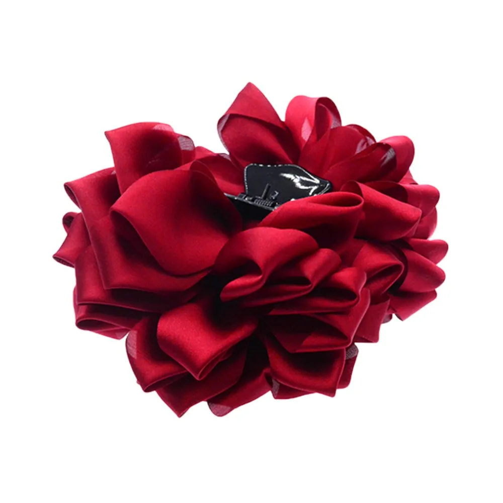 long hair clips New Large Silk Flower Bow Hair Claw Jaw Clips For Women Hair clamps Girls' Wedding Barrettes Hair Accessories PC081 ladies headbands for short hair