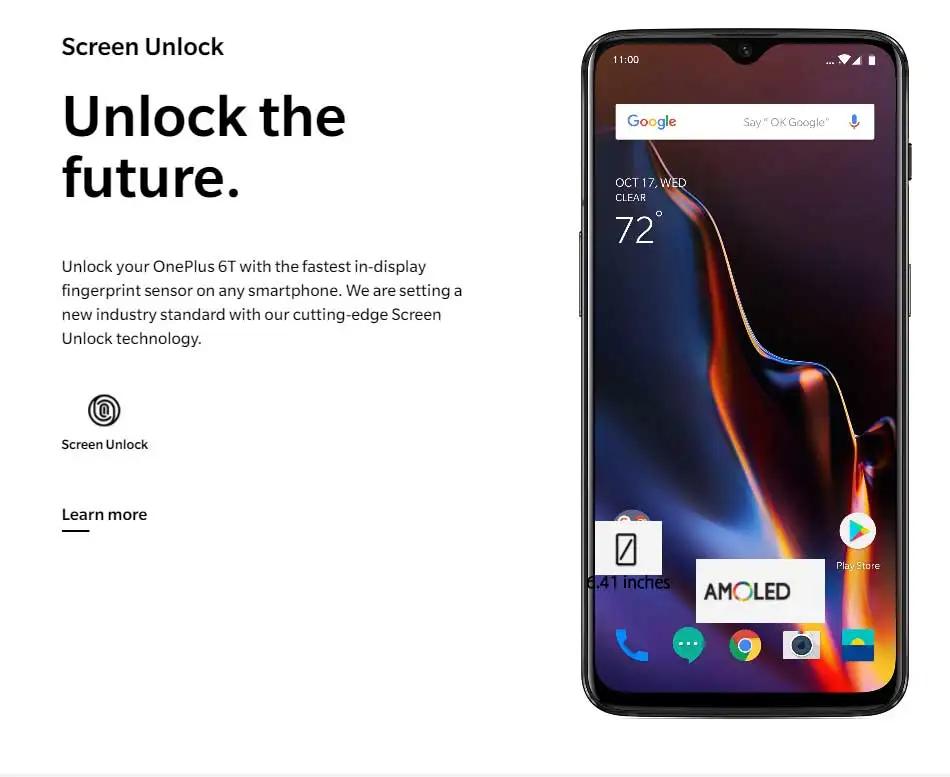 Global Version Oneplus 6T A6013 Mobile Phone 8GB RAM 128 Snapdragon 845 Octa Core 6.41" Dual Camera Screen Cellphone