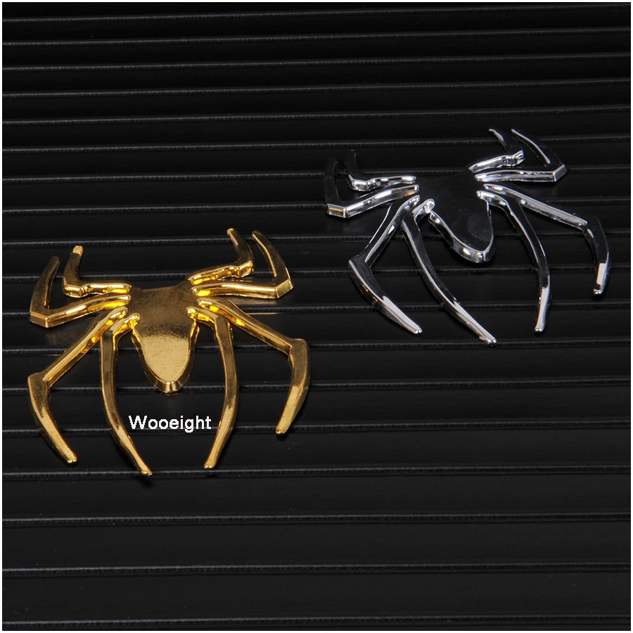 Wooeight Car-Styling 3D ChromeSilverGold Metal Spider Car Sticker Decal Badge 3D Animal For Auto Body Cars Motorcycle Mobile (3)
