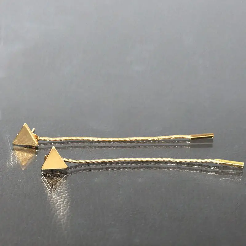 Gold Модные треугольные серьги, серьги-цепочки с кисточками, анти-аллергические серьги для женщин, длинные серьги, boucle d'oreille Femme - Окраска металла: Gold