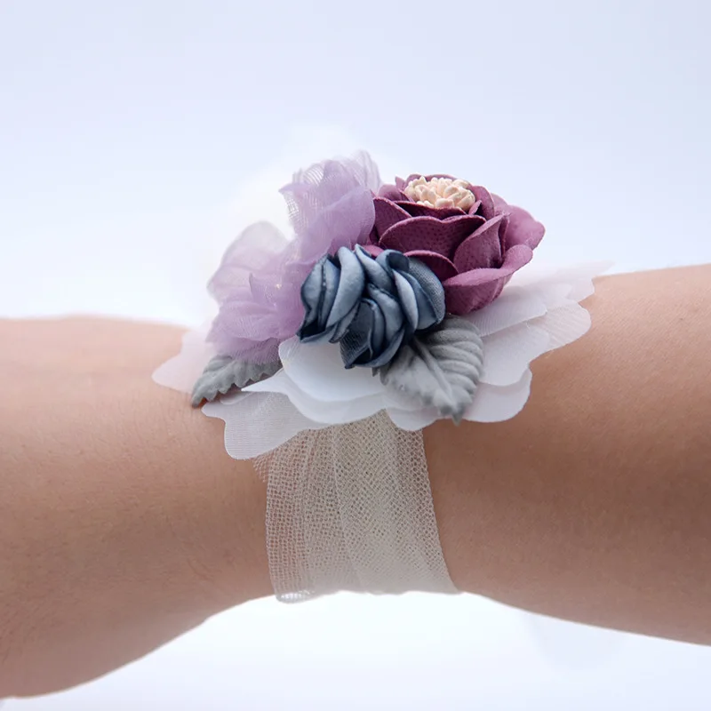 Girls Flower Corsage Hand Corsage Flowers Corsage Bracelet Bridesmaid Bracelet Wedding Flower Bracelet  Hand Pink Pearl Corsage