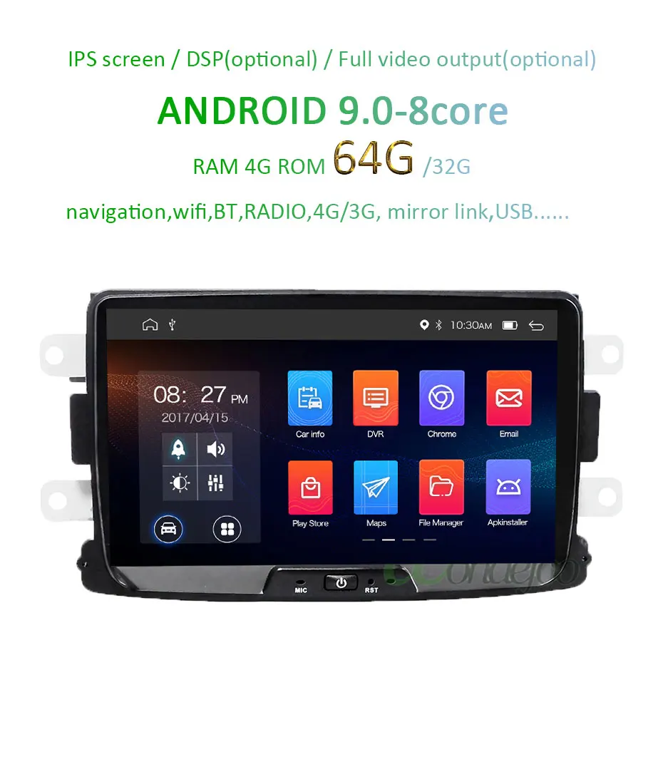 Excellent 8" DSP IPS 4G 64G Android 9.0 Car GPS For Dacia Sandero Duster Renault Captur Lada Xray2 Logan 2 NO dvd player auto radio 2