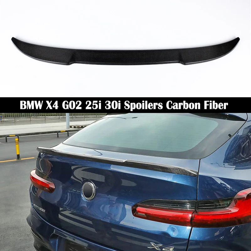

For BMW X4 G02 25i 30i 2018 2019 2020 Rear Wing Spoiler CS Style Trunk Boot Wings Spoilers Carbon Fiber 3M Paste