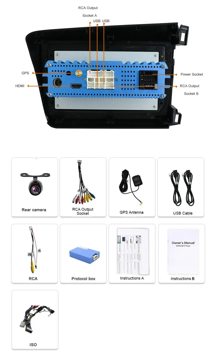Perfect Android 9.0 Car DVD Player GPS Navigation Multimedia For Honda Civic Radio 2012-2015 car stereo video 4G RAM 64G ROM 2