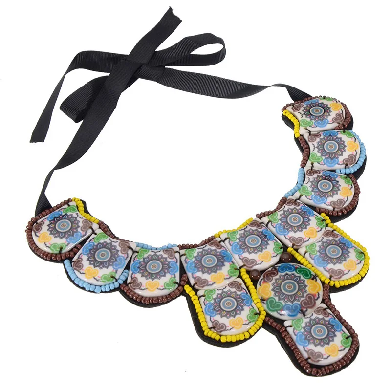JEROLLIN, Женские Ювелирные изделия, этническое массивное ожерелье с подвеской, веревка, цепь, полимерные бусы, колье ручной работы, collares de moda - Окраска металла: N0013095