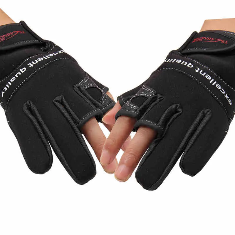 Show three black refers to the outdoor palm font b gloves b font fishing font b