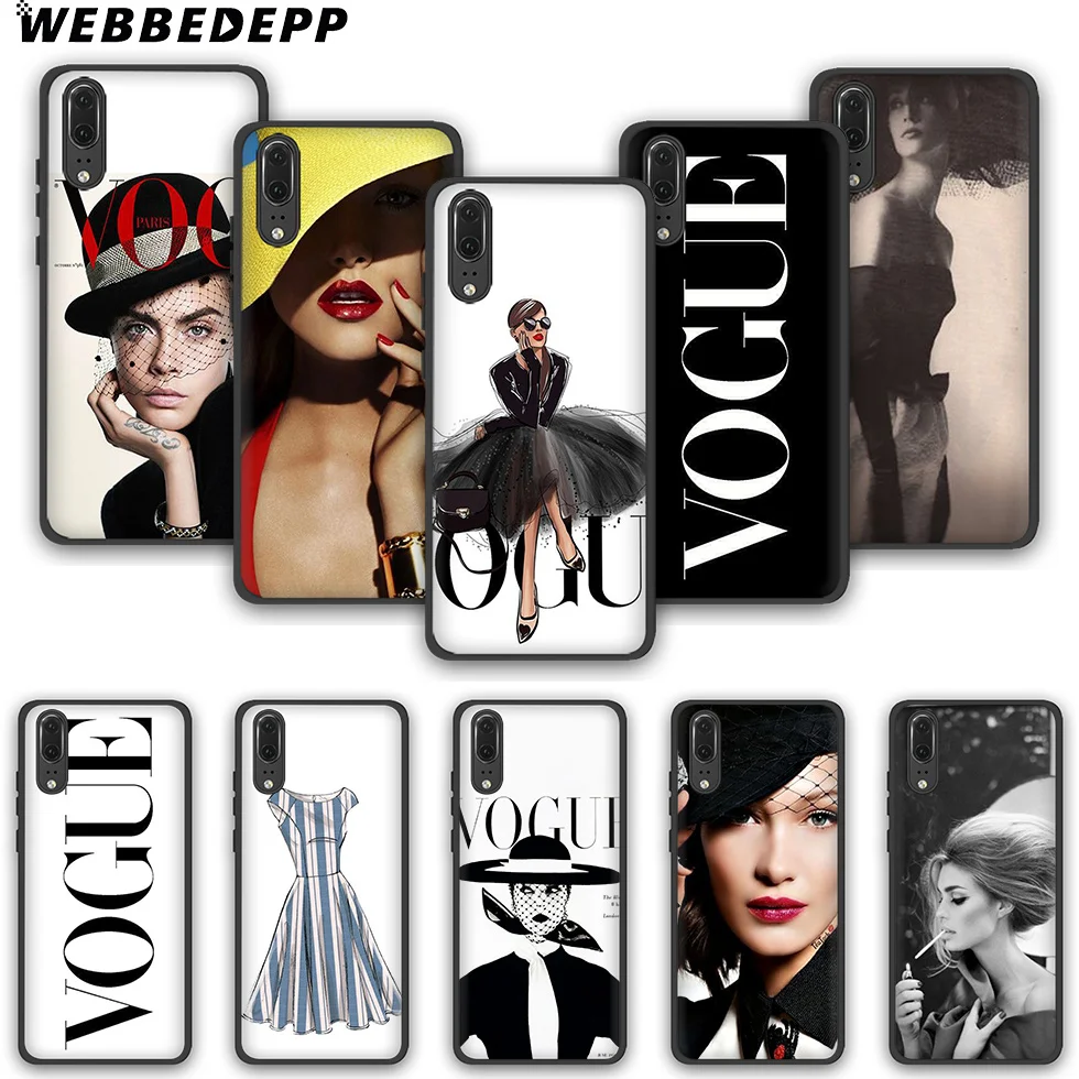 WEBBEDEPP black and white vogue TPU phone case for Huawei P10 P20 P30 Lite Pro Y6 Y7 prime 2018 Y9 2019 |