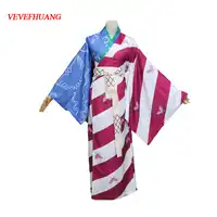 VEVEFHUANG Anime Inuyasha Kagura Cosplay Costume New version Printed Kimono Suit Dress For Women Halloween