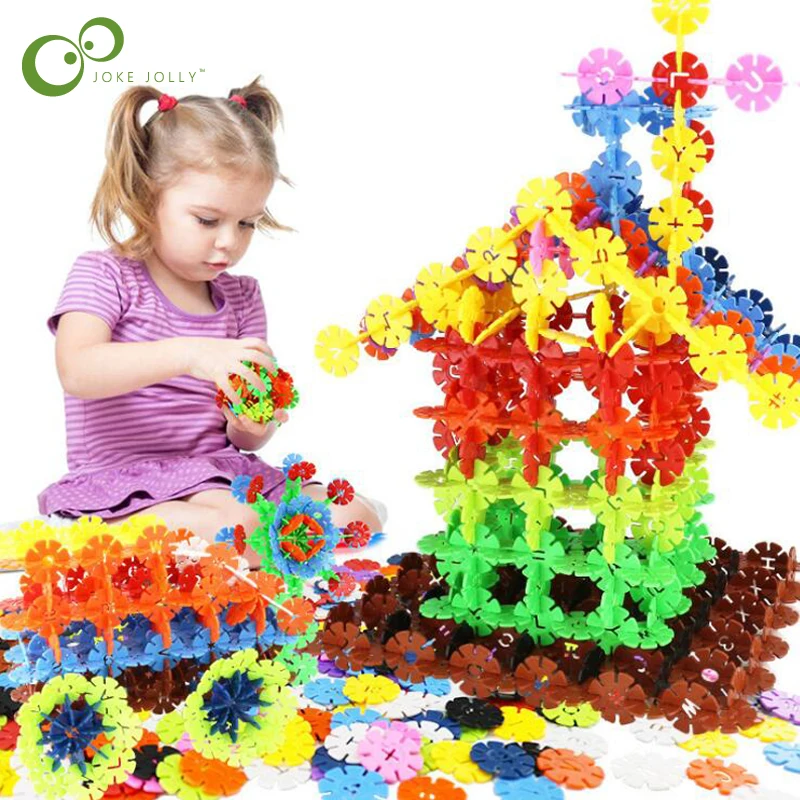 

Montessori Snowflake Multicolor Building Blocks Toy Brick Snow DIY Block Assembling Early Educational Learning Toy WYQ