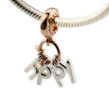 Аутентичные стерлингового серебра 925 пробы розового цвета быть счастливыми очаровательные бусины-Подвески подходят браслет бусины для рукоделия изготовления Berloque