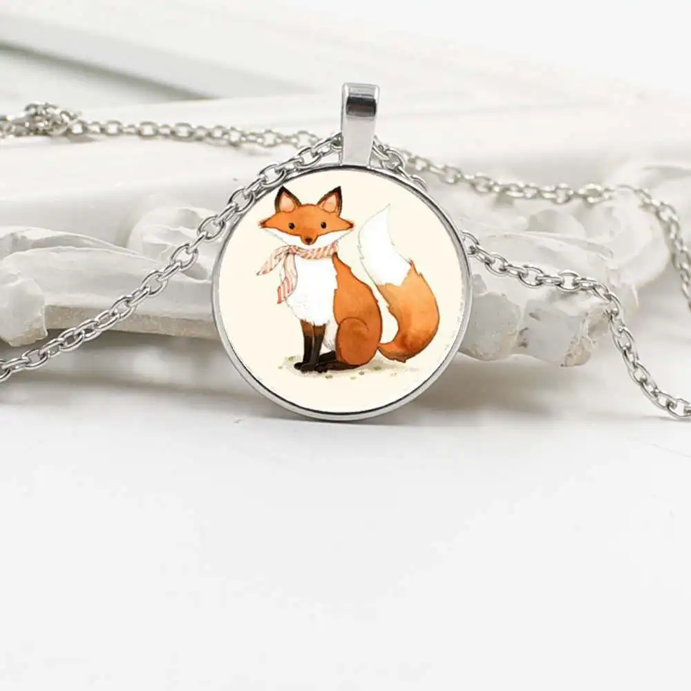 

Fashion cute fox glass pendant jewelry boy girl gifts wholesale