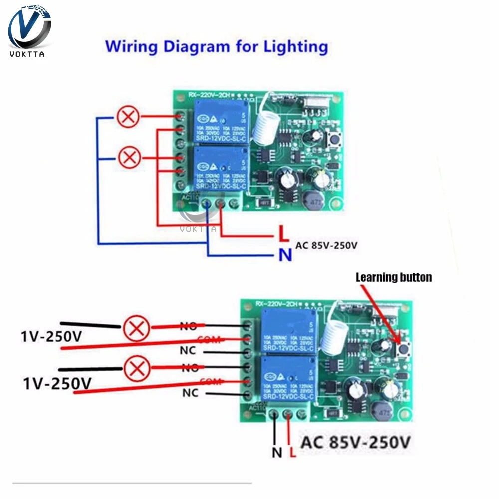 AC 220V реле 433MHz 10A 2 канала беспроводной RF реле пульт дистанционного управления Модуль приемника реле задержки таймера Temporizador