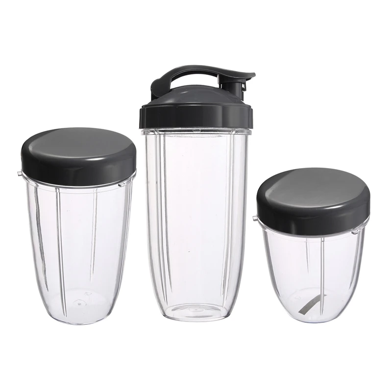 

HOT！-3Pcs Replacement Cups 32 Oz Colossal +24 Oz Tall +18oz Small Cup+3 Lids For Nutribullet Fruit Juicer Parts Kitchen Applia