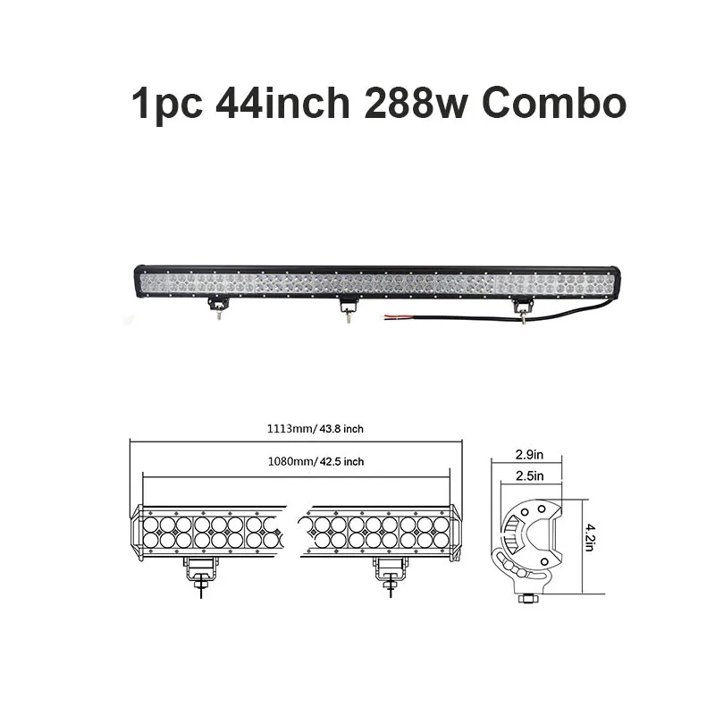 4 7 12 17 20 28 36-44 дюйма внедорожный светодиодный бар головной светильник бар комбинированный луч для 4x4 УАЗ ATV грузовик внедорожник 12V 24V светодиодный рабочий светильник - Цвет: 288w Combo
