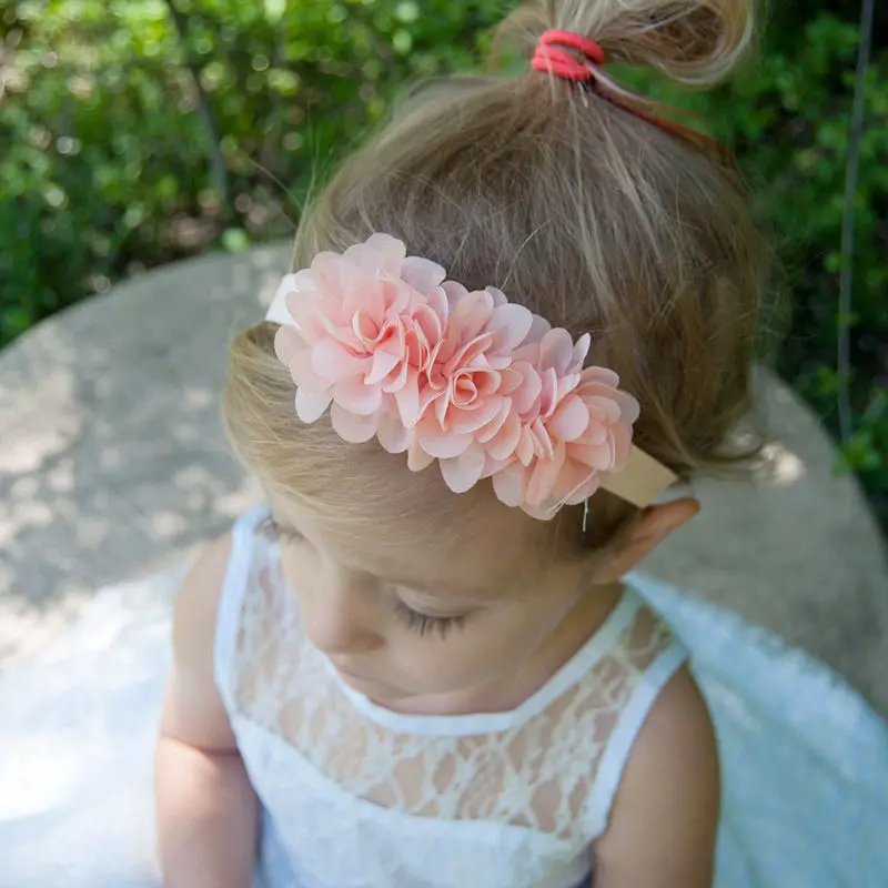 Naturalwell font b Baby b font girls Flower Headband Chiffon Flowers Headbands 2 Tulle Puff Flower