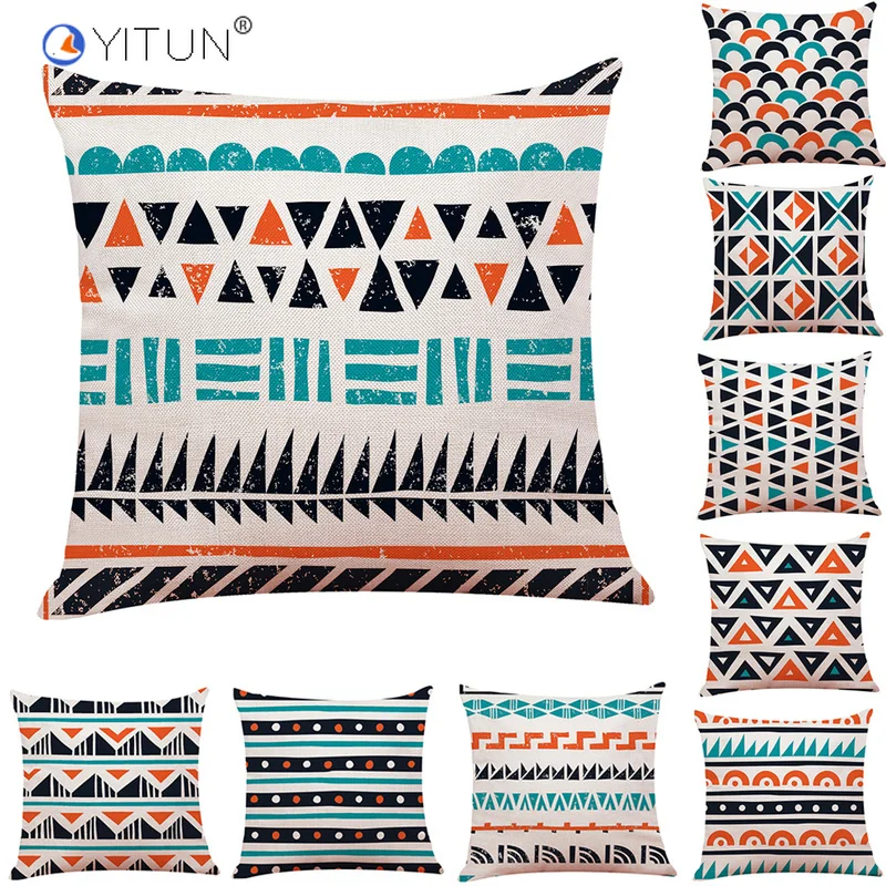 

YITUN 45*45cm Pillow Case Cotton Linen Classical Throw Pillowcase Square Printing Pillow Sham Troditional Chinese for Home