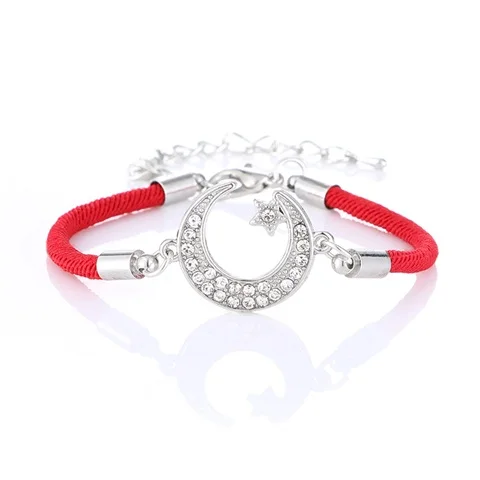 Cute Allah Muslim Religious Heart Moon Bracelet for Women's Eid al-Fitr Jewels of Fatima Eye of Evil Spirit Gift Wholesale - Окраска металла: white K 1