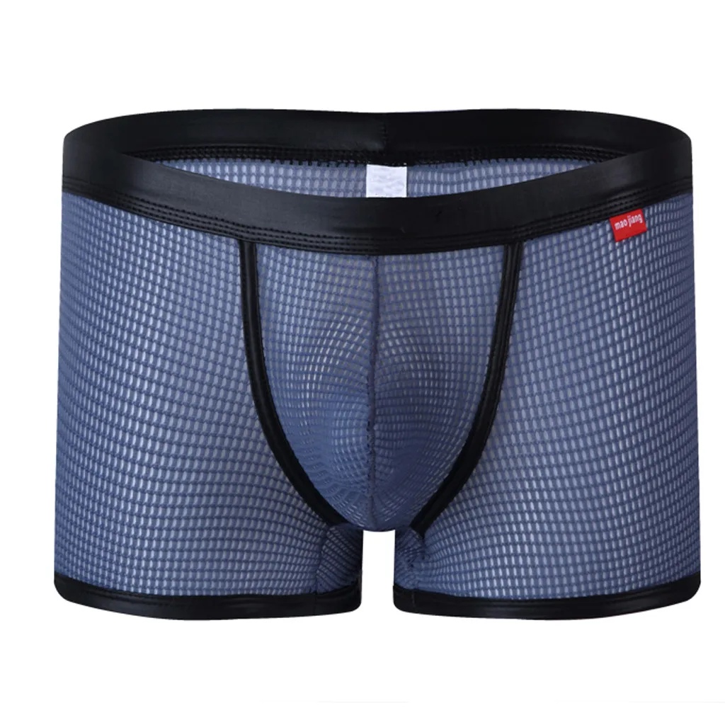 

Men's Underwear New Sexy Solid Color Mesh Patchwork Low Waist Soft and Comfortable Breathable Fashion Casual Daily Boxer #Z