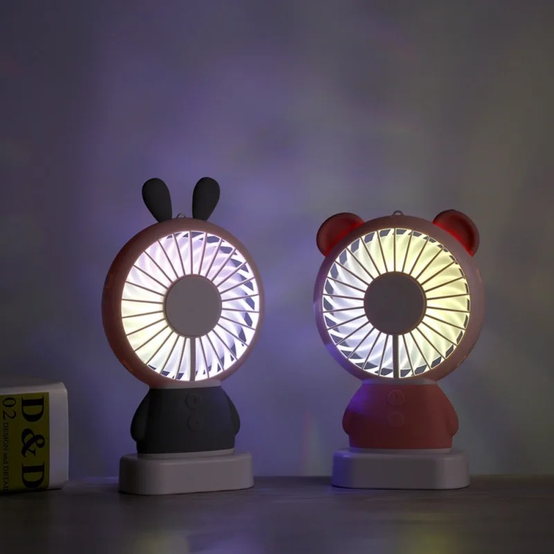 

Handheld Fan Exquisite Rabbit Mini Decorative Craft Night Light USB Charging Fan
