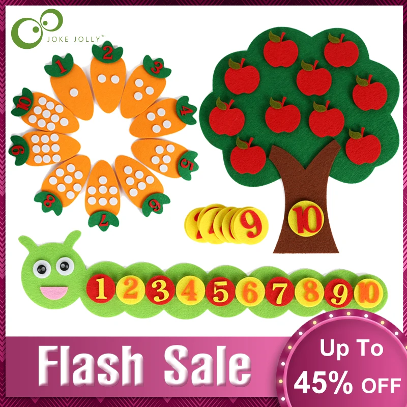

1-10 Montessori Educational Toy Children's Puzzle Handmade DIY Toy Kindergarten Carrot Apple Tree Match Digital Teaching GYH