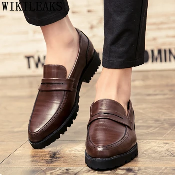 

Office Shoes Men Formal Brown Dress Italian Brand Designer Shoes Men Classic Coiffeur Business Shoes Men Oxford Leather Ayakkabi