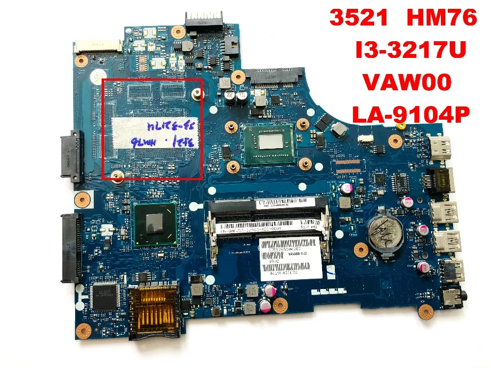 Оригинальный Для DELL 3521 материнская плата HM76 I3-3217U VAW00 LA-9104P протестированный