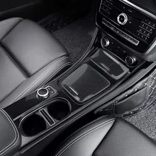 In Fibra di carbonio Stile Centrale Del Cambio Supporto di Tazza di Acqua Pannello di Copertura Trim 3 Pcs Per Mercedes Benz CLA GLA UN classe 2013-2018 GUIDA A SINISTRA ABS
