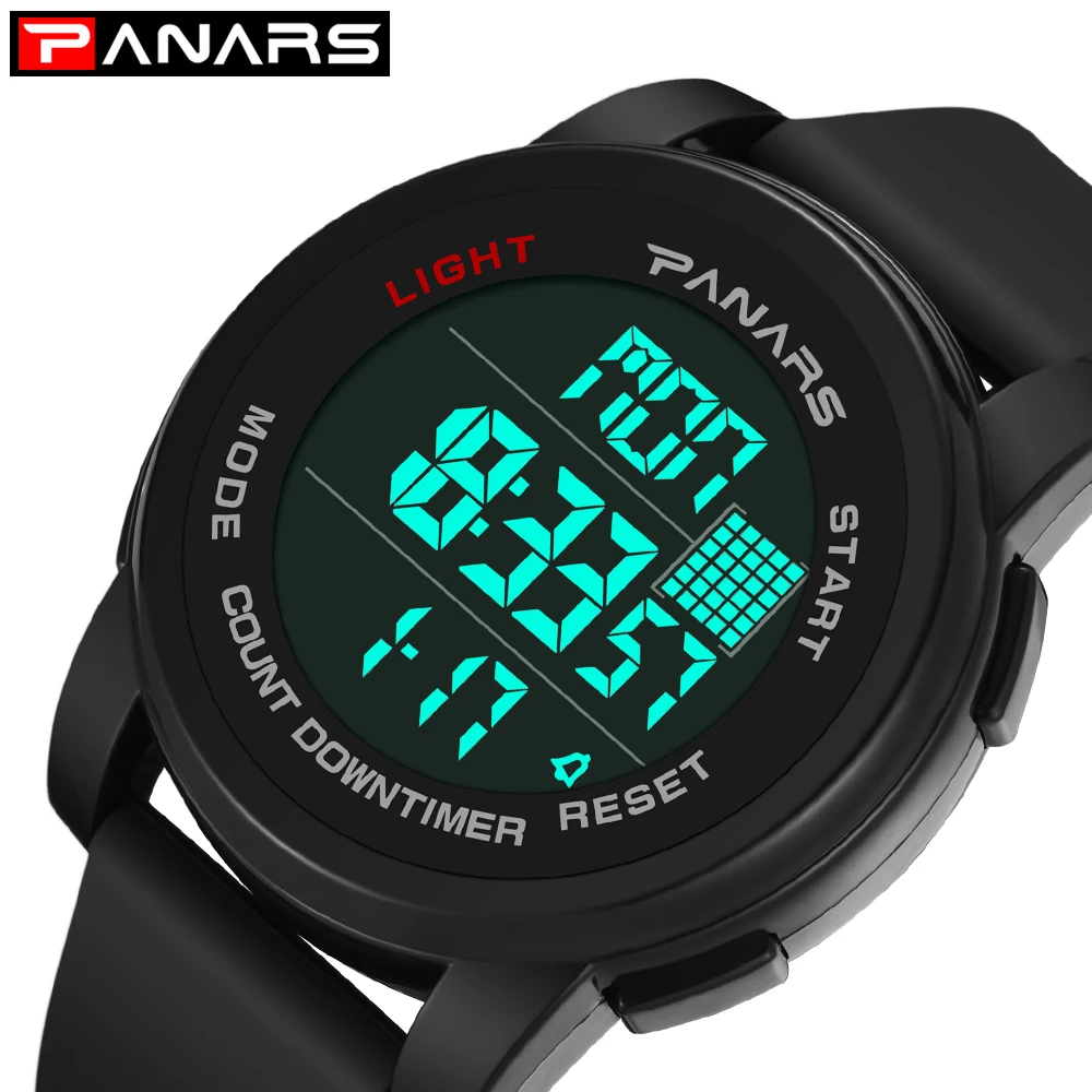 

PANARS Men Digital Watch Dual Time Countdown Wristwatch for Man Sport Outdoor Running Chrono Watches Clock 12/24 Hours 8100