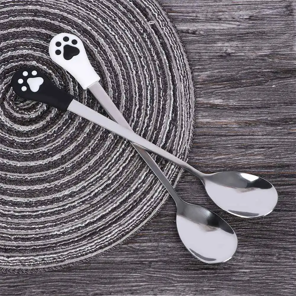 1 Pcs Stainless Steel Cute Cat Claw Coffee Spoons Fruit Fork Dessert Spoon Candy Tea Spoon Cat Drink Tableware Kitchen Supplies