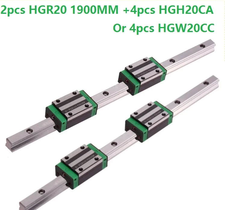 

2pcs linear guide rail HGR20 - 1900mm with 4pcs HGH20CA Or HGW20CC linear Carriage block for cnc parts