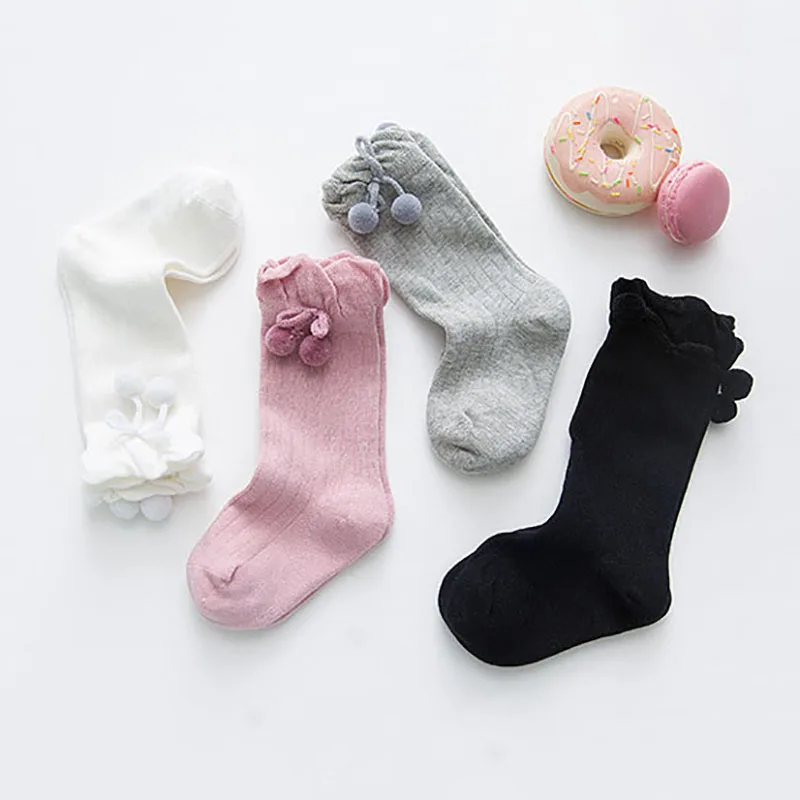 Хлопковые носки для малышей; Calcetines; милые носки с помпонами для маленьких девочек; гольфы для новорожденных; носки для малышей