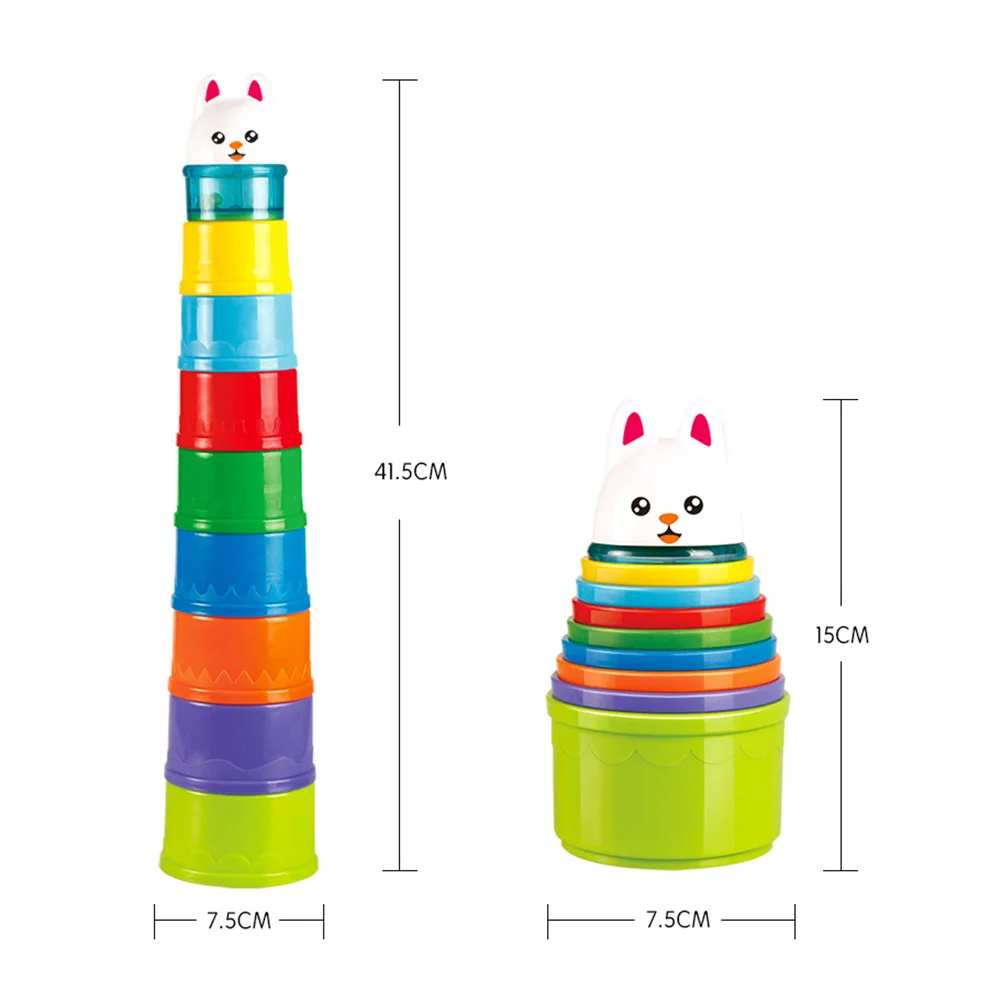 Детская головоломка пирамида из чашек обучающая игрушка для малышей Радужный цвет цифровая Складная Строительство башни блоки чашка веселые детские подарочные игрушки