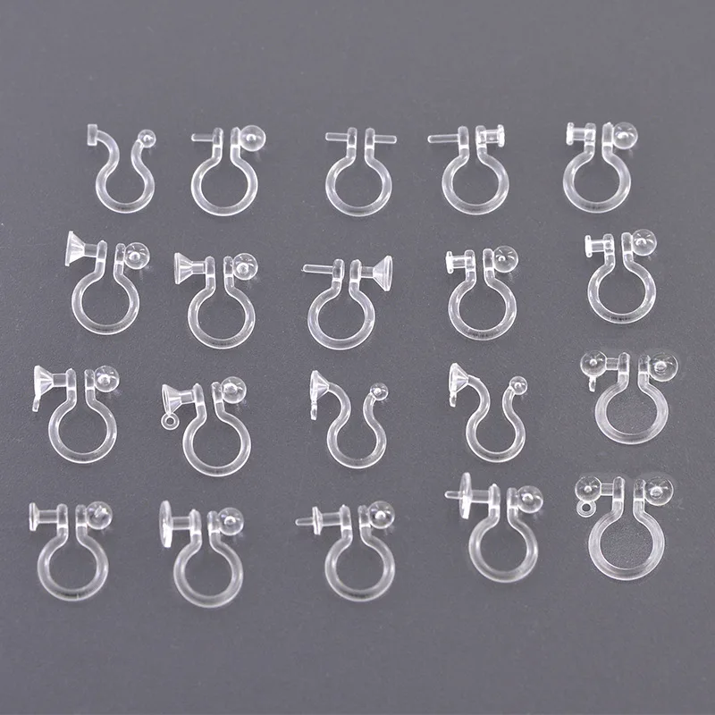 

SEA MEW 100PCS Transparent Ear Clip For Jewelry Making ,Ear Plug Plastic Earrings Accessorie Base Setting DIY Jewelry Making
