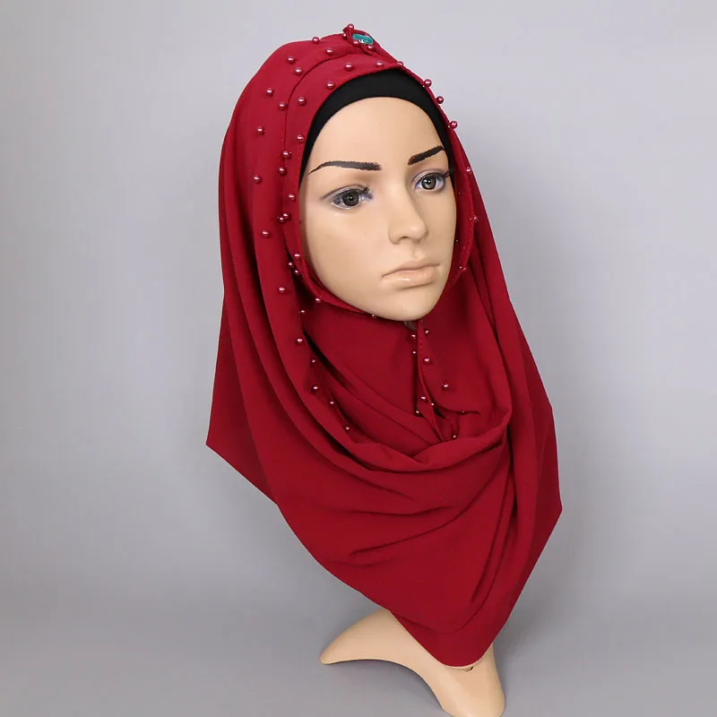 Большой размер Пузырьковые шифоновые платки шарф цветные бусы перламутровые шарфы шали женская мусульманская накидка обычный хиджаб/Пашмина 20 шт./лот
