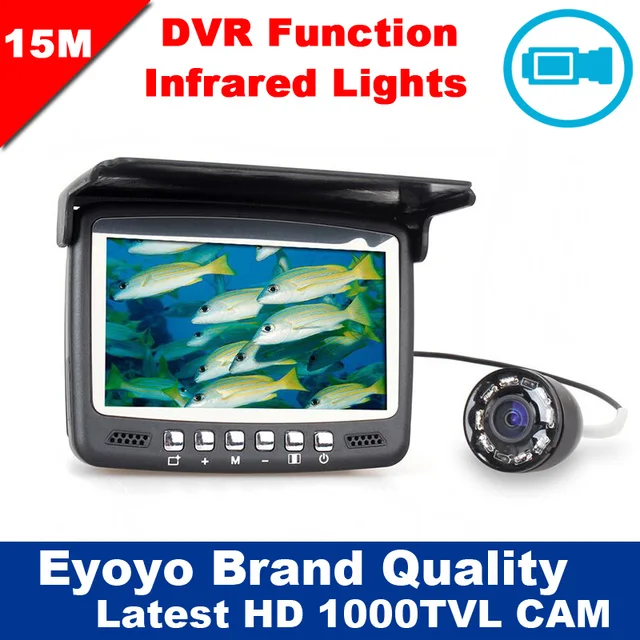 Best price at $117 Cheap Eyoyo Original 15M Infrared Fish Finder Underwater 1000TVL Ice Fishing Camera Video Recording DVR 4.3