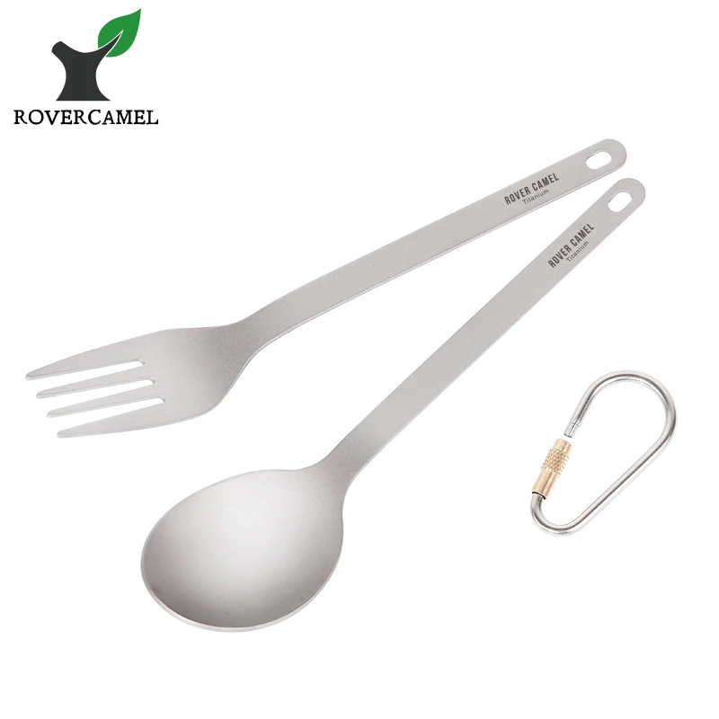 

Rover Camel Titanium Spoon Fork Outdoor Camping fork Spoon Ultralight flatware set