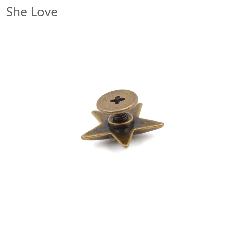 She Love 10 шт. металлические звезды пентаграмма шпильки шип панк винт для кожевенного ремесла сумки обувь DIY Декор одежды