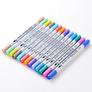 

12 Colors Dual Tips Watercolor Brush Marker Pen Set With Fineliner Tip For Coloring Books Drawing Highlighting P15