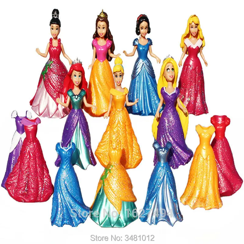 

8CM Magic Clip Princess Magiclip Snow White Dress Aurora Statue Cinderella Anime PVC Action Figures Dolls Figurines Kids Toys