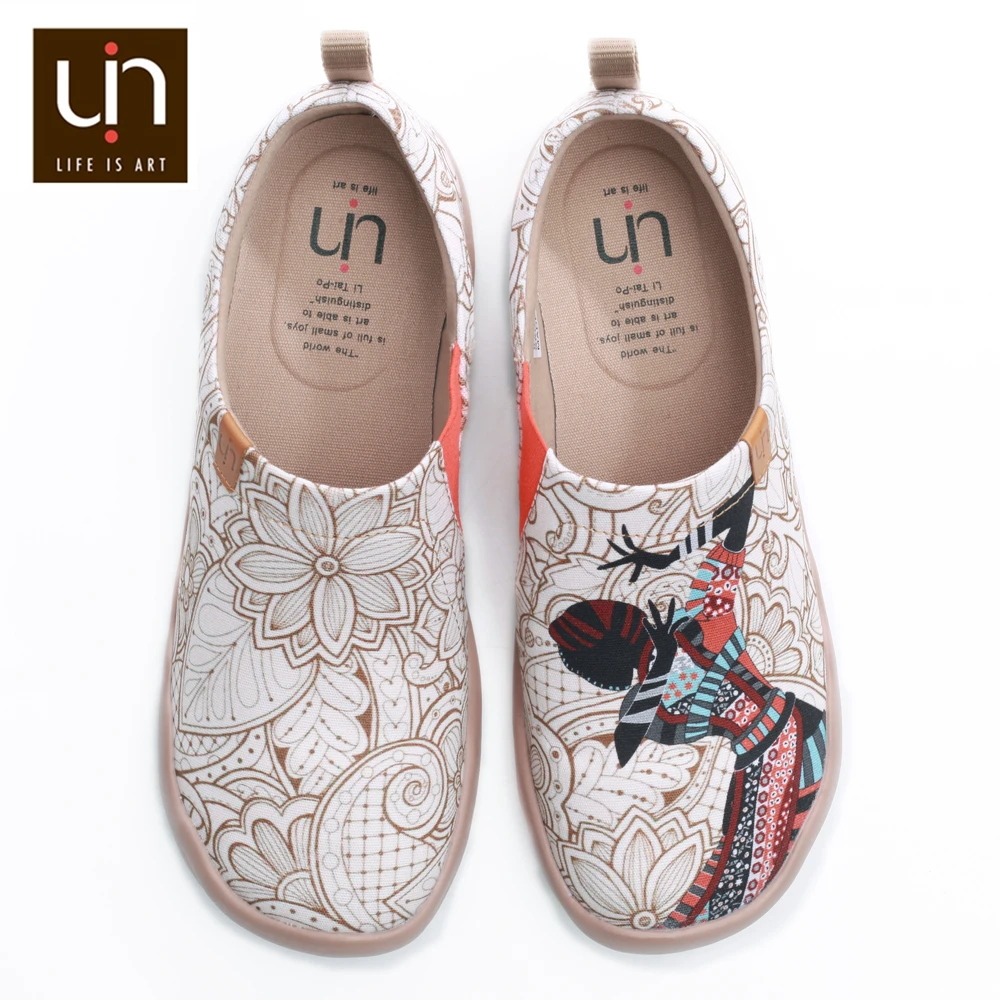 

UIN Loafers Womens Shoes Women Flats Shoes Round Toe Slip-on Loafers Breathable Outdoor Walking Shoe Ladies Black Pearl Design