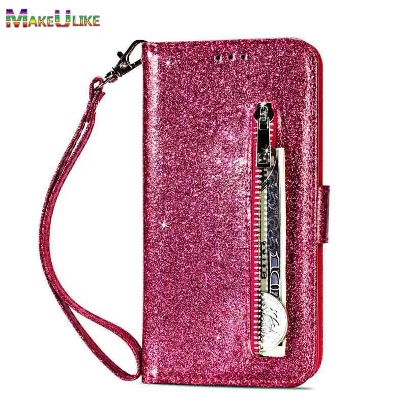 

MAKEULIKE Wallet Case For Samsung Galaxy S7 Edge Flip Cover Zipper Glitter PU Leather Phone Bag Case For Samsung S7 S7Edge Pouch