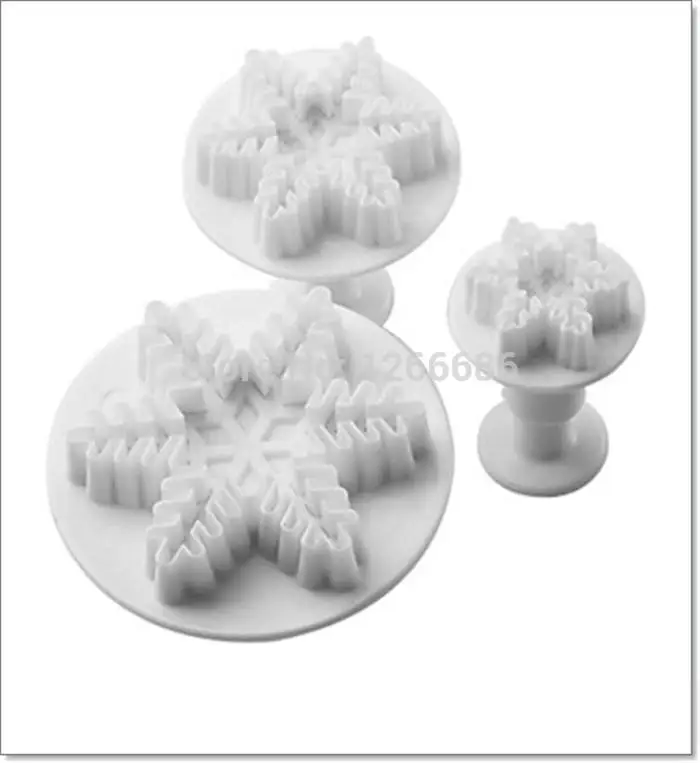 Fashion 3X Snowflake Plunger Cutter Mold DIY Tool Sugarcraft Cake Decorating DL5