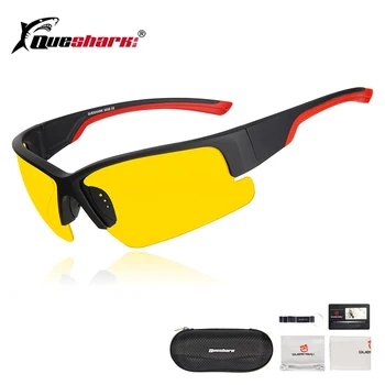 

QUESHARK Anti-glare Night Vision Cycling Sunglasses UV400 Driving Hiking Climbing Goggles HD Golf Yellow Lens Bicycle Eyewear