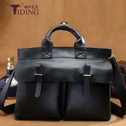 Мода известный бренд бизнес мужчин портфель сумка натуральная кожа сумка для ноутбука случайный человек сумка сумки старинные сумки 15"