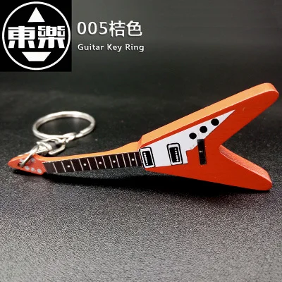 QiCai KEYRING-005 дерево ручной работы Flying-V Форма Брелок-гитара - Цвет: Оранжевый