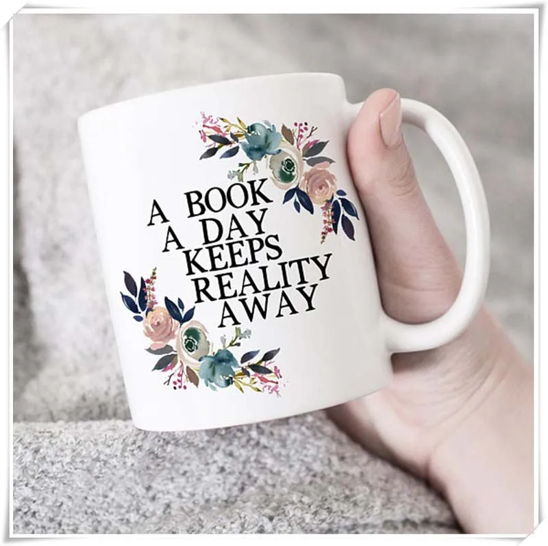 

A Book a Day Keeps Reality Away Mug, Gifts for Bibliophiles, Gifts for Readers, Bookish Mug, Reading Mug, Floral Mug, Bookstagra