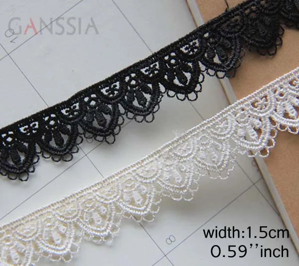 

Width:1.5cm Good quality lace Black and white color crocheted lace embellish for cloth Embroidered lace(ss-306)