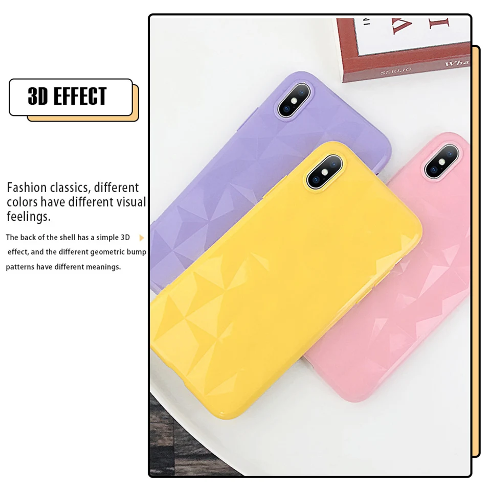 Lovebay чехол для телефона для iPhone 6 6s 7 8 Plus X XR XS Max модные яркие цвета 3D Алмазная текстура мягкий ТПУ чехол для телефона