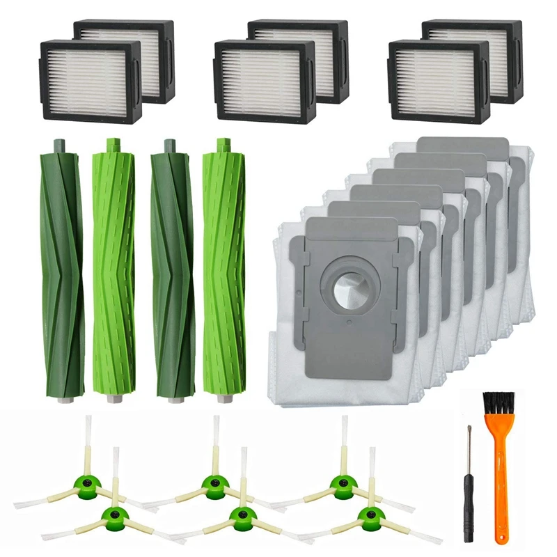 

For Irobot Roomba I7 I7 /I7 Plus E5 E6 Vacuum Cleaner, 2Pack Multi-Surface Rubber Brushes 6 Pack Hepa Filters 6 Pack Side Brus